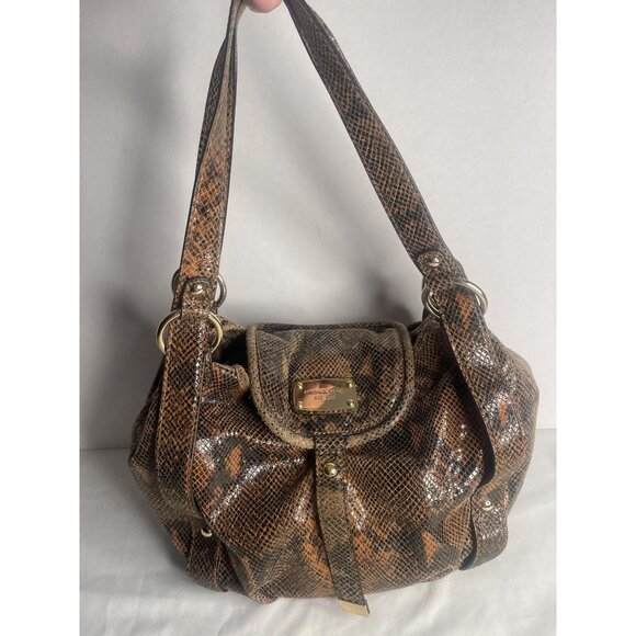 Michael Kors B-0907 Python Emboss Leather Satchel - Picture 1 of 8